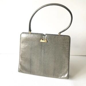 GRIMALDI Lizard skin gray BAG leather vintage Saks Fifth Avenue